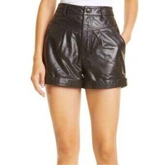 Ba&sh Leandro Leather shorts brown sz 6 - Picture 3 of 13